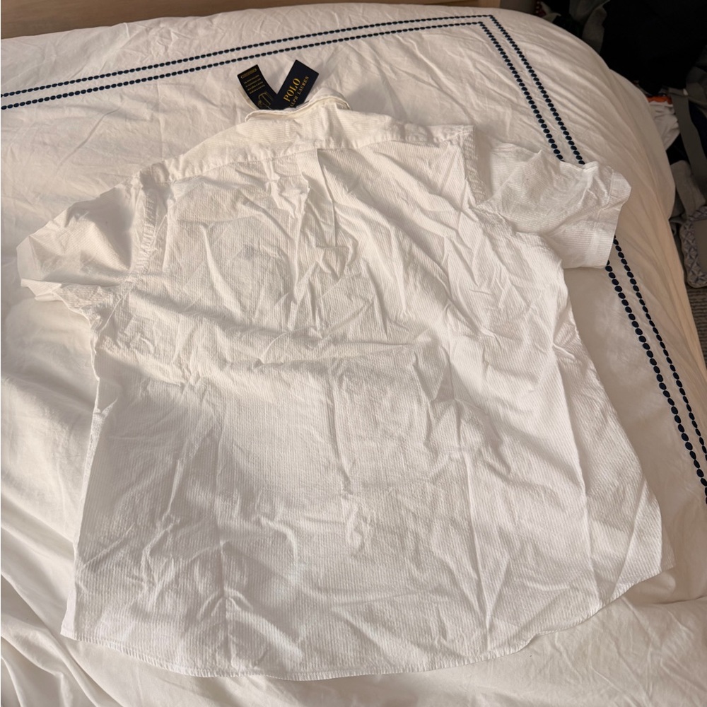 NWT Polo by Ralph Lauren White Seersucker Short-Sleeve Button-Down Shirt - Picture 7 of 7